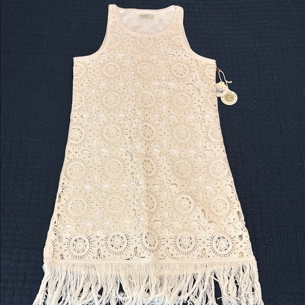 Cream Crochet Fringe Dress